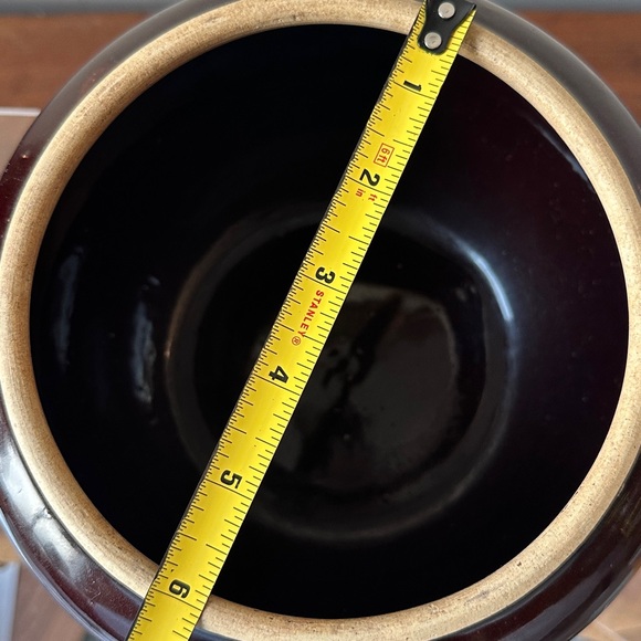 Vintage Stoneware Crock Brown Glaze Ceramic Planter Pot Bowl aside Handles USA - Picture 4 of 7